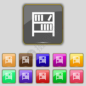 书店图标符号 设置为您网站的11个彩色按钮图片