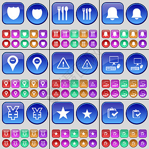 徽章 餐具 通知 检查点 警告 PC 日元 星星 调查 一大套多色按钮图片
