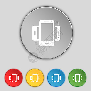 同步标志图标 智能手机同步符号 数据交换 设置颜色按钮令牌插图创造力互联网电话笔记本标签质量圆圈技术图片