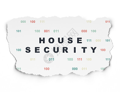 安全概念 被撕破纸上的房屋安全背景图片