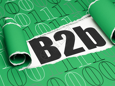 商业概念 黑文字B2b 在撕破纸下面领导代码营销成功项目边缘团队投资叶子战略图片