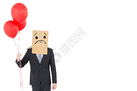 匿名商务人士的复合图象派对领带乐趣情感插图套装夹克气球男人灰色图片