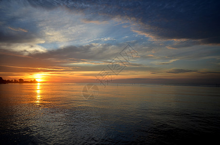 清晨的清晨阳光下橙子辉光国家环境码头太阳丹绒生长木头日出图片