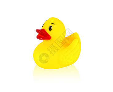 黄色橡胶鸭在白色背景上被孤立的图像橙子游泳乐趣孩子们浴缸婴儿童年浴室水池玩具图片