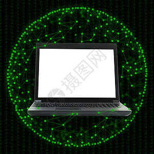 绿色带空白屏幕的笔记本电脑图片