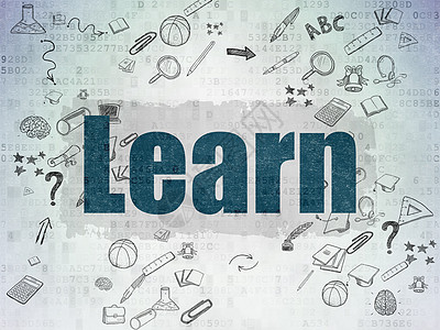 学习概念在电子纸背景上学习技术方案数据箭头代码蓝色培训师网络绘画课程图片