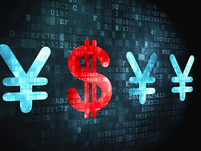 货币概念 数字背景的美元和日元电脑价格数据银行业财富宝藏储蓄电子商务屏幕银行背景图片