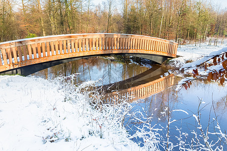 冬季木环桥雪和水 冬季图片