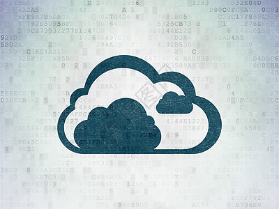 云层技术概念 数字纸上的云幕背景计算界面代码灰色网站全球服务器绘画数据白色图片