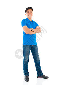 亚洲男子身体伙计成人微笑快乐衬衫商务人士牛仔裤学生图片