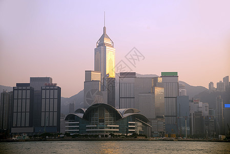 香港市风景 香港胜利港夜景观光城市旅行地标假期蓝色建筑时间中心市中心港口图片