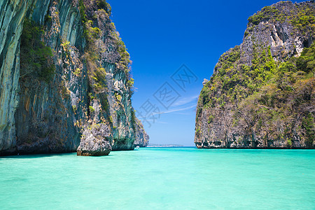 玛雅湾 泰国菲利岛情调海滩风景太阳蓝色山脉旅行悬崖水晶海洋图片