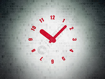 数字纸背景上的时间概念时钟日程小时数据绘画技术倒数历史红色代码展示图片