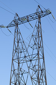 高压电线电缆公用事业蓝天电压天空依赖钢结构系统引擎力量图片