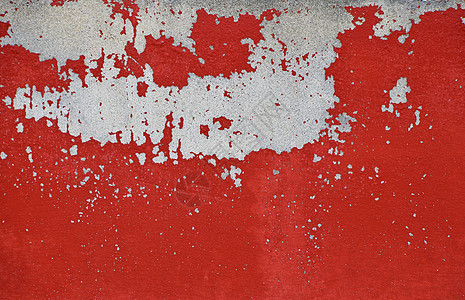 灰水泥墙上的旧红漆片垃圾经济衰退废料裂缝投掷危机回收薄片环境灰色图片