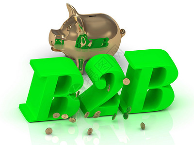 B2B - 绿色字 金猪和金钱图片