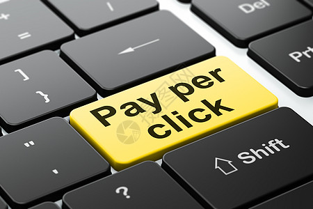 营销概念 在计算机键盘背景上点击Pay Per销售互联网创造力宣传公关广告晋升电脑按钮产品图片
