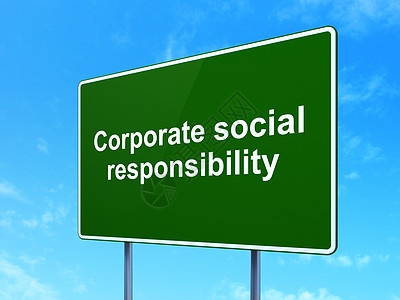 财务理念 道路标志背景上的企业社会责任团队导航伙伴街道投资领导指针交易木板蓝色图片