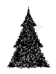 圣诞树绿色艺术星星墨水白色庆典插图刷子装饰品草图图片