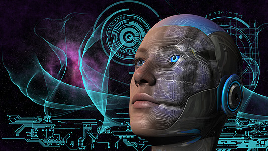 机器人女人  Humanoi星星科幻女士电子人力学电路智力金属技术女性图片