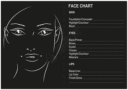 Artis Blank脸表图表遮瑕膏睫毛膏眼睛底漆化妆品艺术家嘴唇眉毛工具线条图片