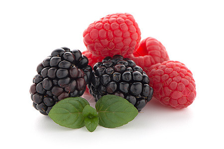 带黑莓的草莓浆果水果治疗红色药店健康覆盆子药品甜点叶子图片