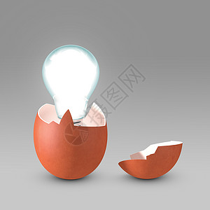 初创思想的概念图景 从蛋壳中产生的灯泡图片