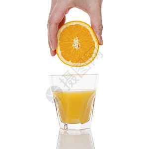 新鲜橙汁白色热带饮食橙子水果果汁食物玻璃图片