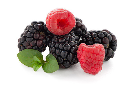 带黑莓的草莓绿色药品白色植物健康浆果水果叶子覆盆子治疗图片