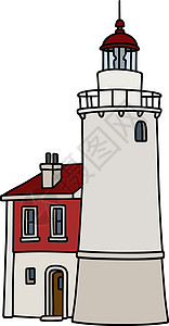 老石灯塔房子历史建筑白色地标海岸岩石石头悬崖红色图片