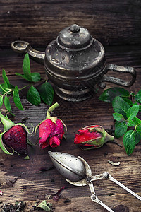 草药茶收集品种茶壶杯子食物饮料玫瑰早餐花束勺子药品香料图片