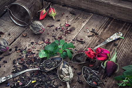 草药茶收集品种食物香味药品早餐草本植物杯子木槿植物玫瑰芳香图片