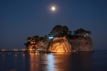 希腊Zakynhtos的卡美岛悬崖月亮天堂海岸婚礼月光假期海滩天空旅游图片