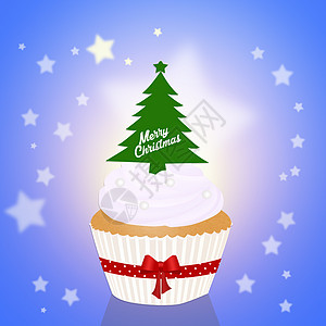 圣诞纸杯蛋糕庆典蛋糕巧克力糖果奶油玻璃星星图片