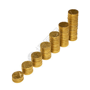 通往富贵的金币的阶梯 白纸上隔绝的金币市场货币商业生长速度柱子工资投资图表贸易图片