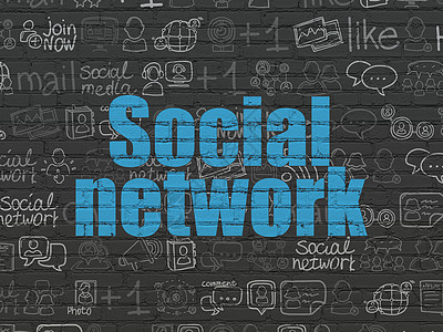 社交网络概念 社交网络背景墙上软件朋友蓝色黑色互联网社区团队建筑绘画社会图片