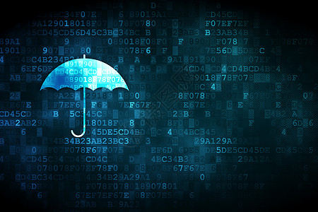安全概念 关于数字背景的伞式网络技术政策绿色展示监视器雨伞保卫天篷数据图片