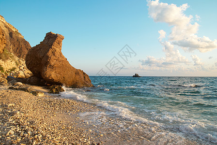 热带热带海滩海岸线天空日落海岸情调异国蓝色地平线水池泡沫图片