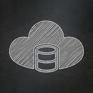 编程概念 用黑板背景的云组成的数据库课堂格式软件程序电子木板备份粉笔学习教育图片
