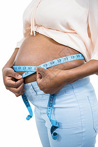 孕妇的腹部测量量生长卫生肚子女士怀孕孕妇装黑色喜悦卷尺护理图片