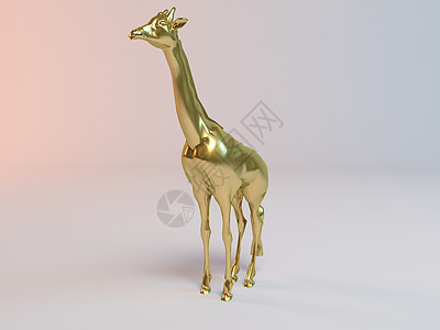 金色3D动物长颈鹿金属反射标签金子力量射线勋章生活商业工作室图片