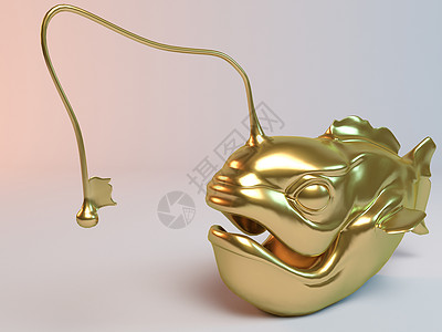 金色3D动物鱼捕食者奢华射线商业金属标签荒野生活力量眼睛图片