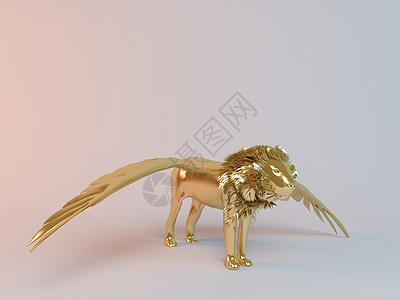 金色 3D 飞行动物 lio翅膀金子射线荒野反射狮子标签羽毛力量游泳图片