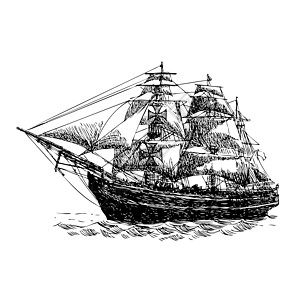 Colububus 舰船铅笔墨水导航绘画海军假期涂鸦黑色运输旅行图片