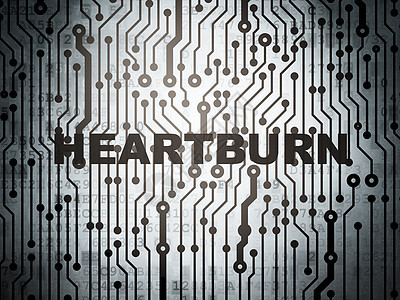 健康概念 与心脏燃烧的电路板图片