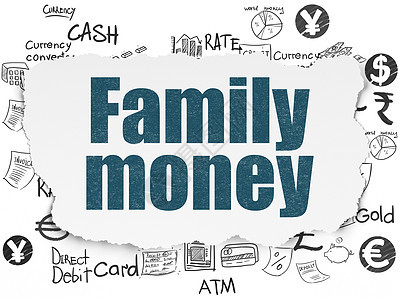 撕纸背景上的货币概念家庭钱银行技术交换绘画账单贷款电子商务投资金融债务图片