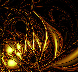 金金分形图案火焰插图艺术魔法创造力科学活力黑色艺术品金子图片