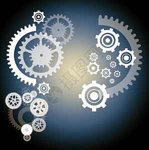 一套机械装置金属车轮背景技术轮子蓝色工业背景图片