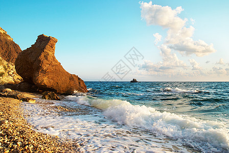 热带热带海滩太阳海岸线泡沫海浪假期天堂天空地平线石头海岸图片