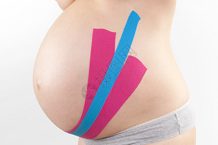 关于怀孕的Kinesio磁带腹部美丽药品女性运动病人卫生女孩母亲治疗图片